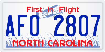 NC license plate AFO2807