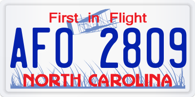 NC license plate AFO2809