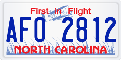 NC license plate AFO2812