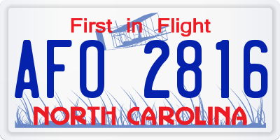 NC license plate AFO2816