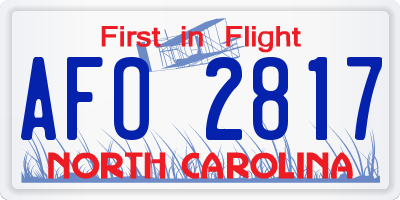 NC license plate AFO2817