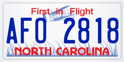 NC license plate AFO2818