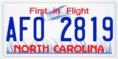 NC license plate AFO2819