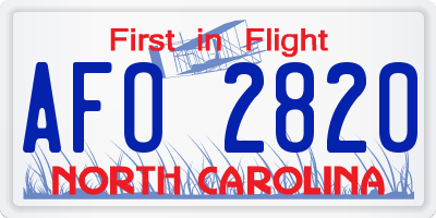 NC license plate AFO2820