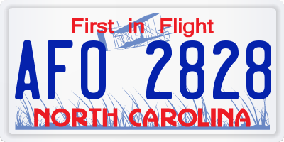NC license plate AFO2828