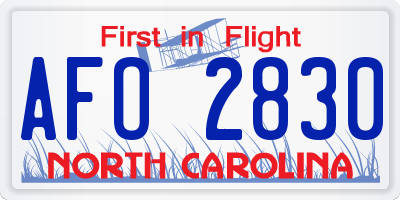 NC license plate AFO2830