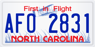 NC license plate AFO2831