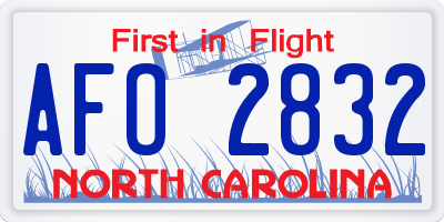 NC license plate AFO2832