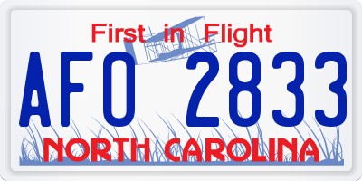 NC license plate AFO2833