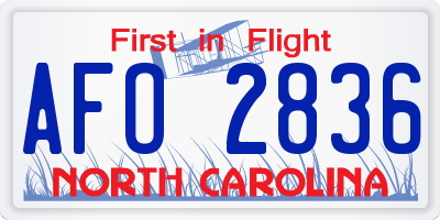 NC license plate AFO2836
