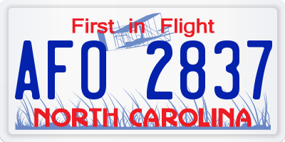 NC license plate AFO2837