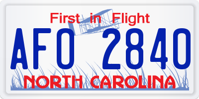 NC license plate AFO2840