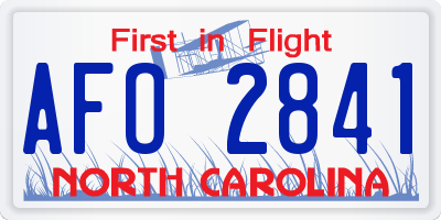 NC license plate AFO2841