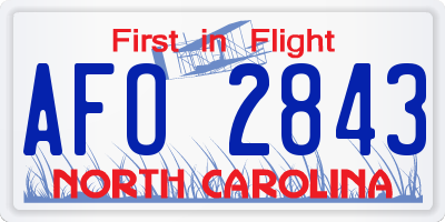 NC license plate AFO2843