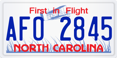 NC license plate AFO2845