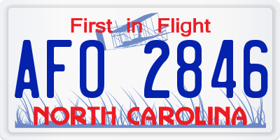 NC license plate AFO2846