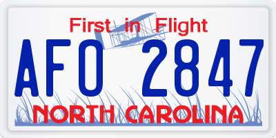 NC license plate AFO2847