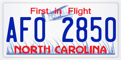 NC license plate AFO2850