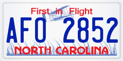 NC license plate AFO2852