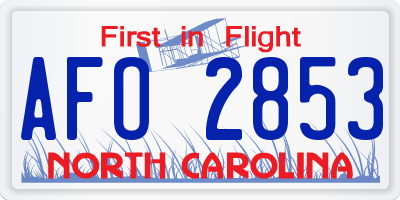 NC license plate AFO2853