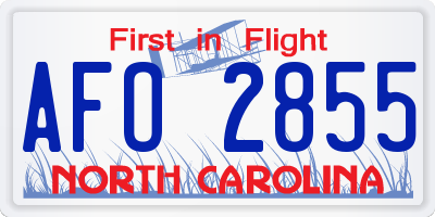 NC license plate AFO2855