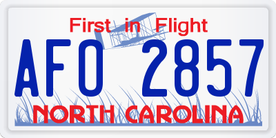 NC license plate AFO2857