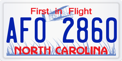 NC license plate AFO2860