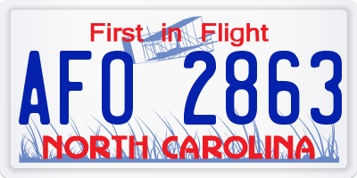 NC license plate AFO2863