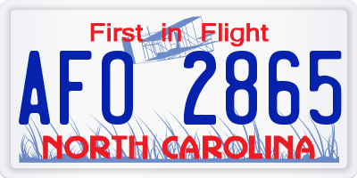 NC license plate AFO2865