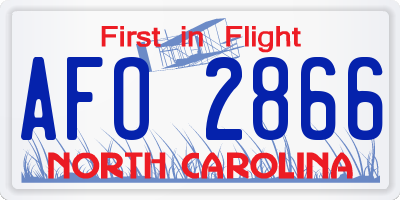 NC license plate AFO2866
