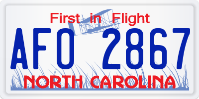 NC license plate AFO2867