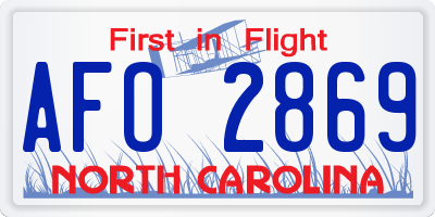 NC license plate AFO2869