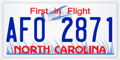 NC license plate AFO2871