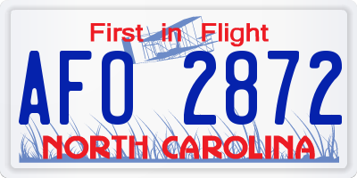 NC license plate AFO2872