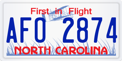 NC license plate AFO2874