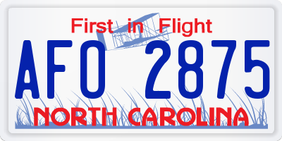 NC license plate AFO2875