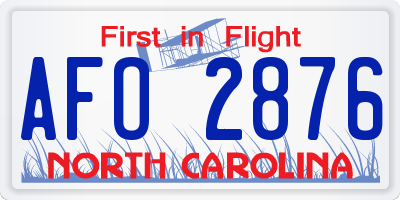 NC license plate AFO2876