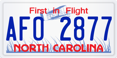 NC license plate AFO2877