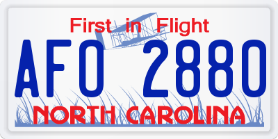 NC license plate AFO2880