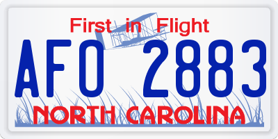 NC license plate AFO2883