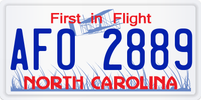 NC license plate AFO2889