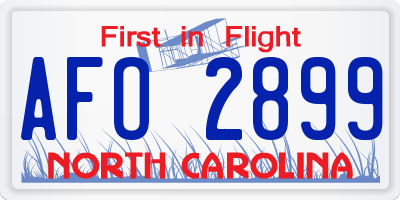 NC license plate AFO2899