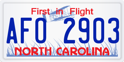 NC license plate AFO2903