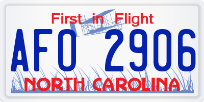 NC license plate AFO2906