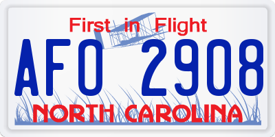 NC license plate AFO2908