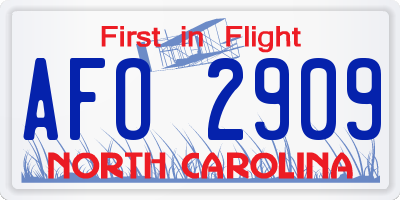 NC license plate AFO2909