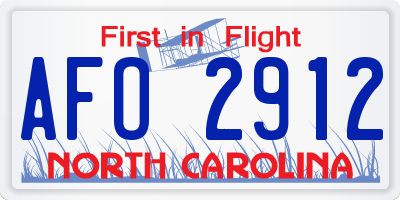 NC license plate AFO2912
