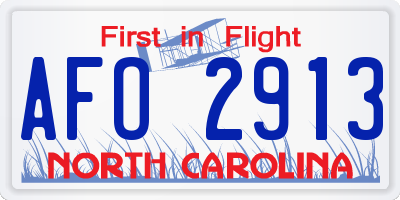 NC license plate AFO2913