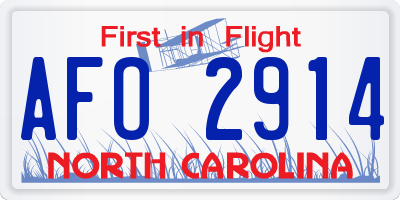 NC license plate AFO2914