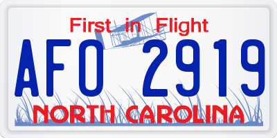 NC license plate AFO2919